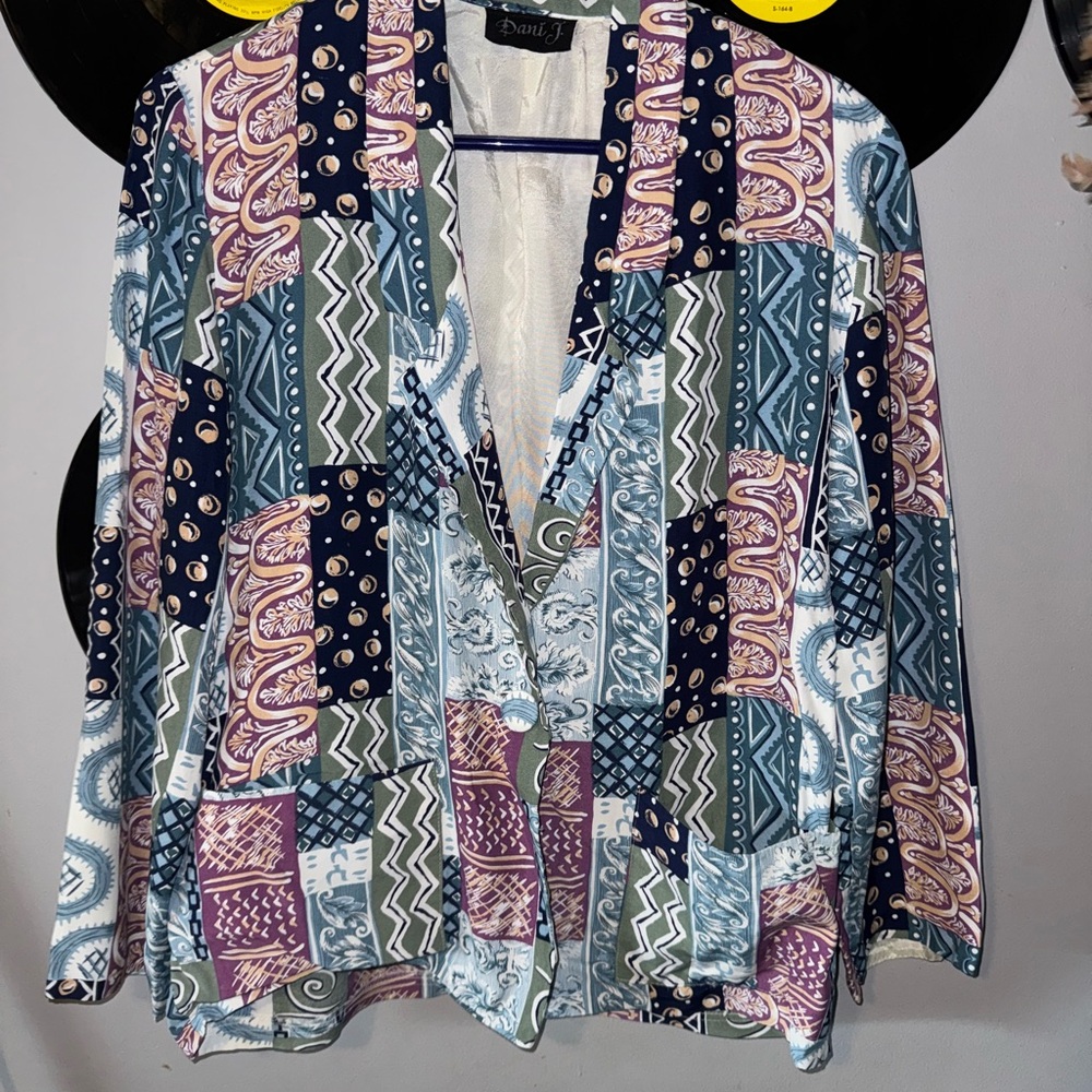 Vintage Patchwork Blazer by Dani J. - Multicolor